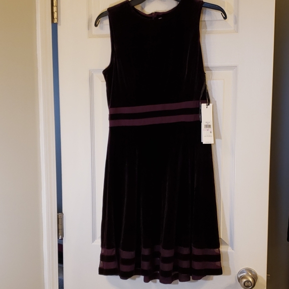 Calvin Klein Purple Velvet Sleeveless Petite Dress - Picture 4 of 7
